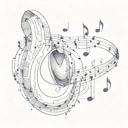 Drawing Of An Ear With Music Notes Around It