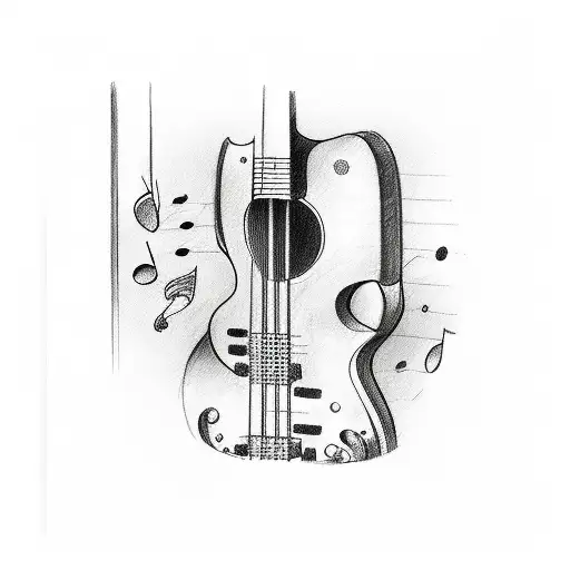 A Sketch Of A Software Engineer Coding Music Notes Into A Bass Guitar