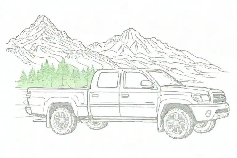 2002 Toyota Tundra In Front Of The Northern Lights Shining And A Mountain