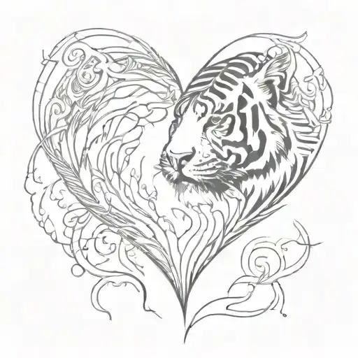 Heart Shape With Tiger Prints
