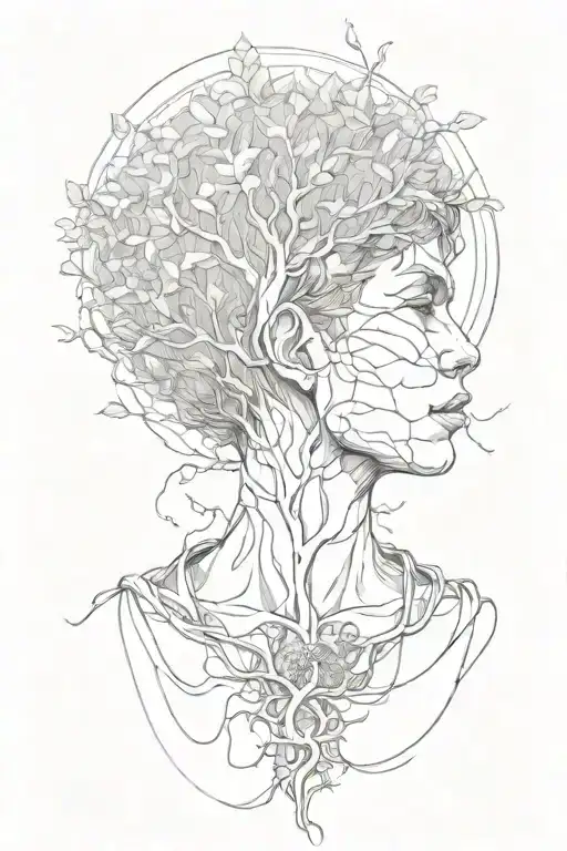 A Boy With Tied Hair And A Tree Of Life