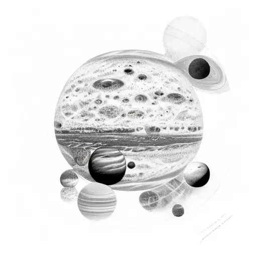 Figure Staring Into Space With Planets