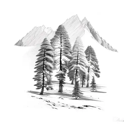 Mountain Scene With Sequoia Trees