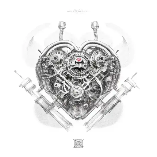 A Mechanical Heart Made Up Of Car Parts