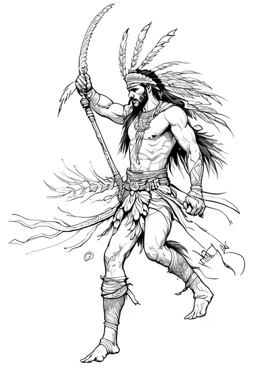 Indian Warrior Battling Tattoo