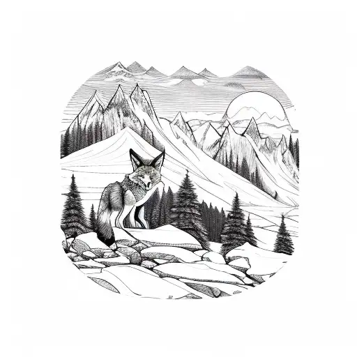 Mountain Scene With Coyote
