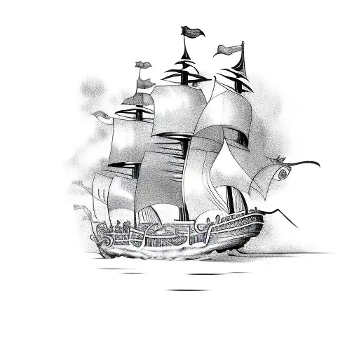 Pirate Ship Emerging From A Book