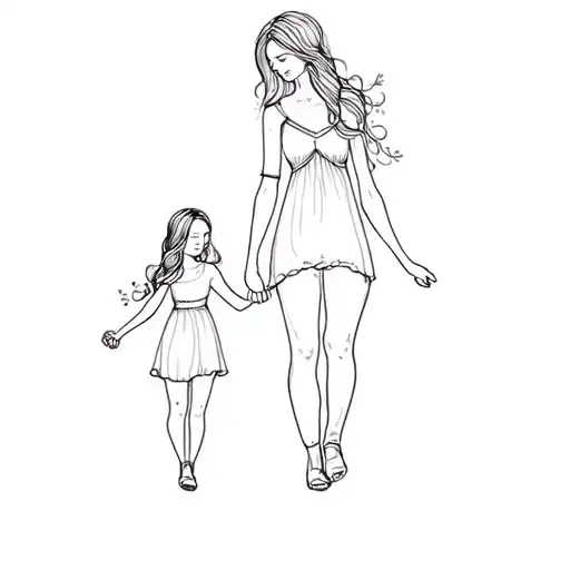 A Mother And Daughter Holding Hands