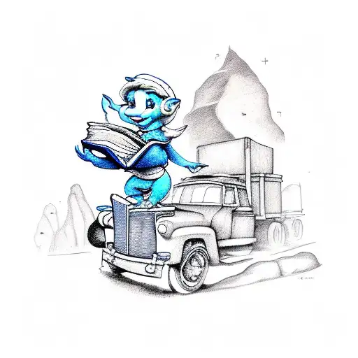 Smurfette With Book And Truck
