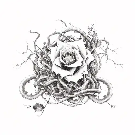A Hauntingly Beautiful Composition Of Music Notes Intertwined With Vines And Roses