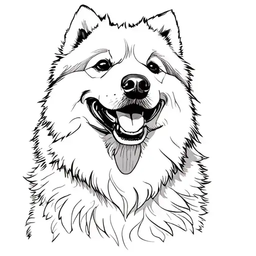 Smiling Samoyed Dog In Anfas