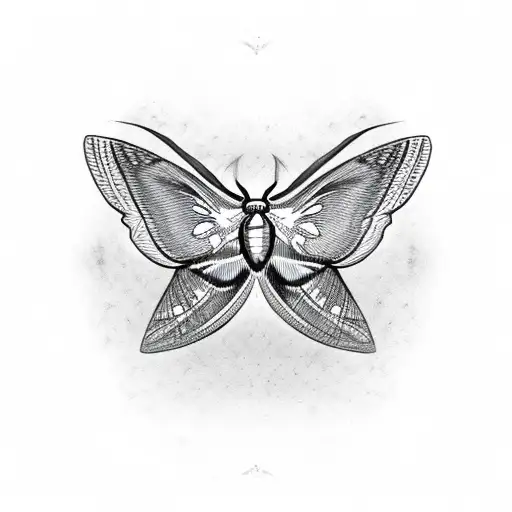 Moth Open Wings Skull Pattern