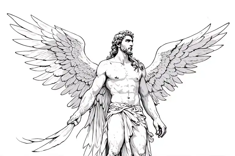 Icarus Standing With His Wings Flat