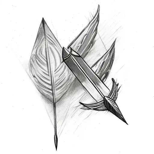 Arrow And Arrowhead With Large Feather