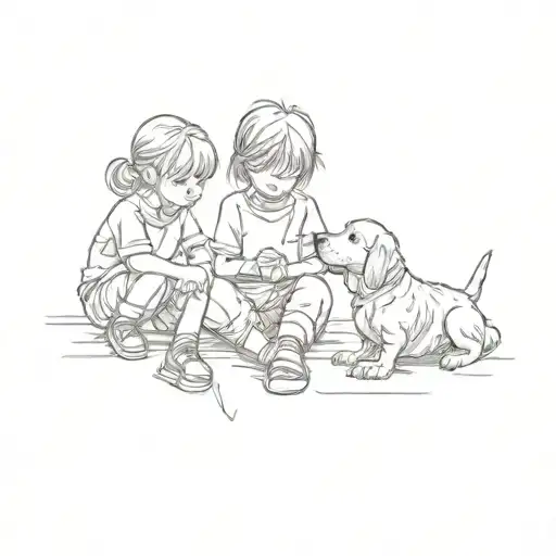 Two Children And A Dog