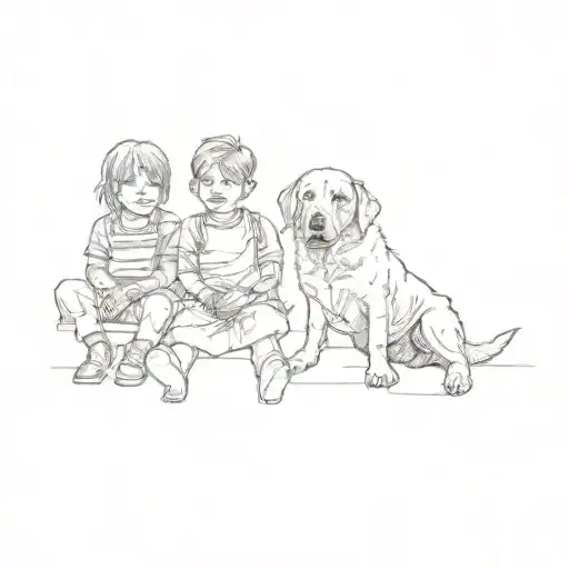 Two Children And A Dog
