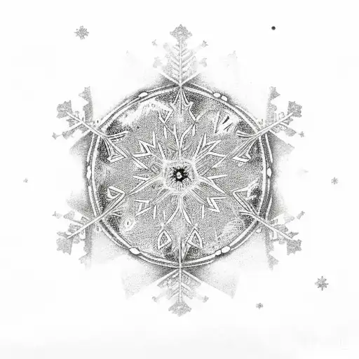 Moon With Small Snowflake Around