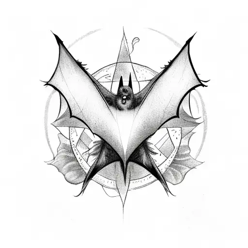 Bat With Small Pentagrams Behind The Wings