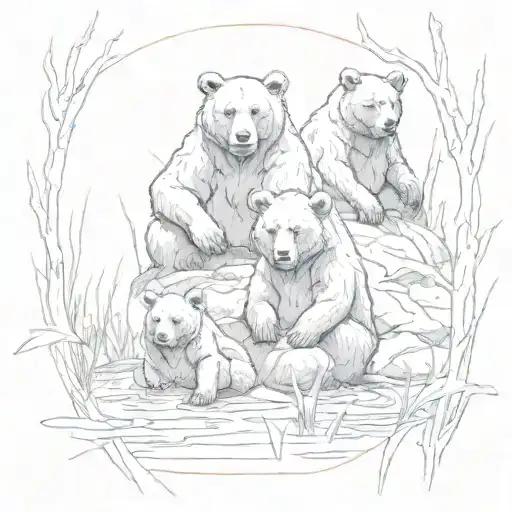 3 Young Bears In Swamp Coverup Roman Numberals