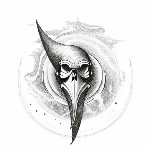 Crow's Skull And A Crescent Moon