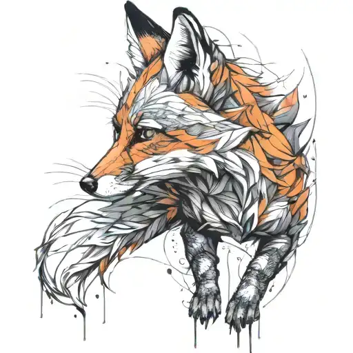 Little Fox With Two Tails Sitting