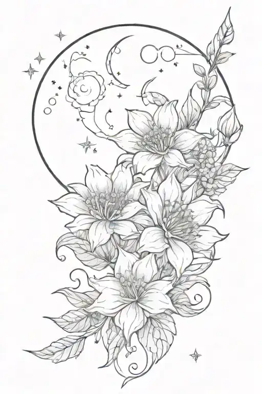 Flowers And Moon