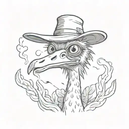 Cartoon Style Big Eyes Ostricj Smoking A Bong