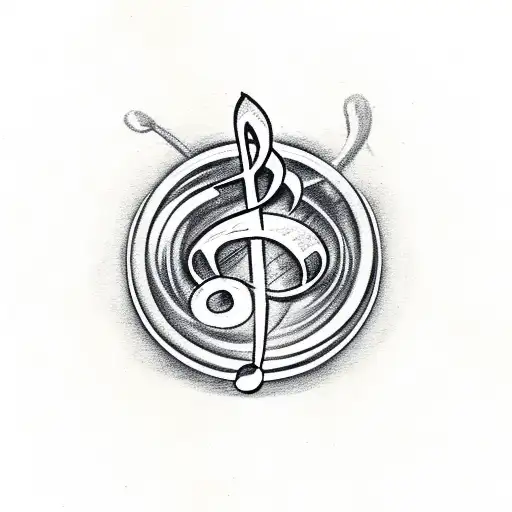Treble Clef With A Skull And Flowers Surrounding It With Music Notes Floating Around It