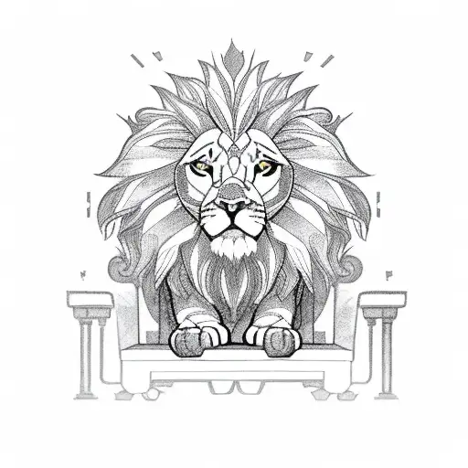 Tiny Lion Sitting On A Giant Throne