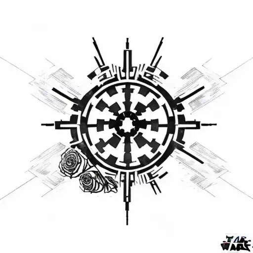 Star Wars Imperial Logo Surrounded By Red Roses