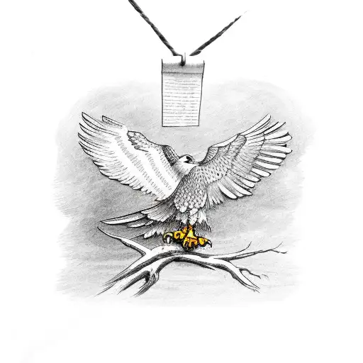 An Eagle Perched On A Branch With A Detailed Orthodox Cross In The Background