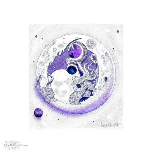 Grey Moon On A Purple And Blue Background
