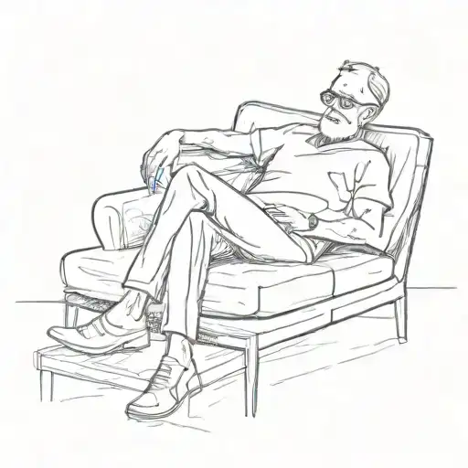 A Simple Stick Figure Laying Back On A Therapist's Couch