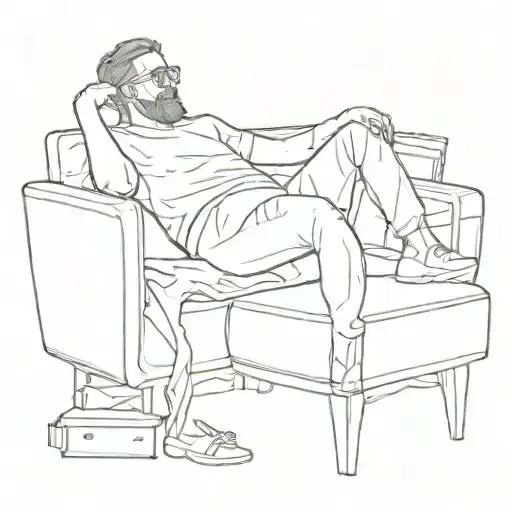 A Simple Minimalist Drawing Of A Figure Laying Back On A Therapist's Couch