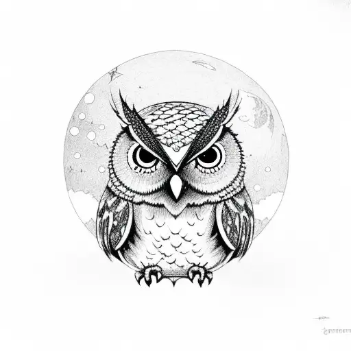 Owl On Moon