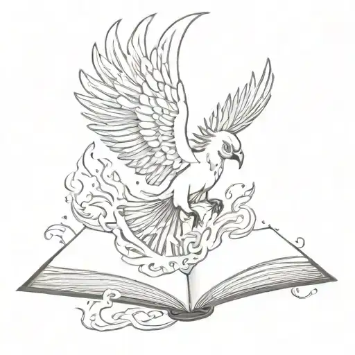 Phoenix Emerging From Book With Flames