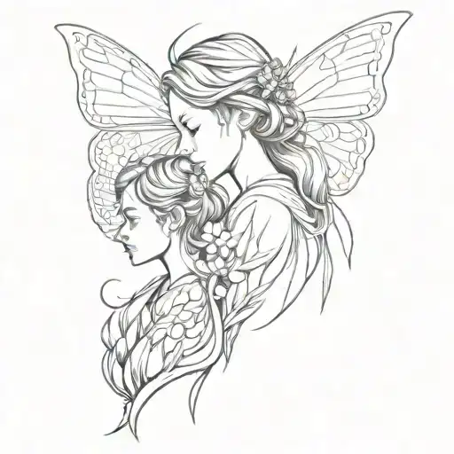 Mother And Son Butterfly Wings