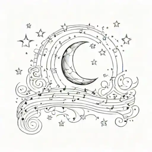 Sheet Music With A Moon And Stars Design