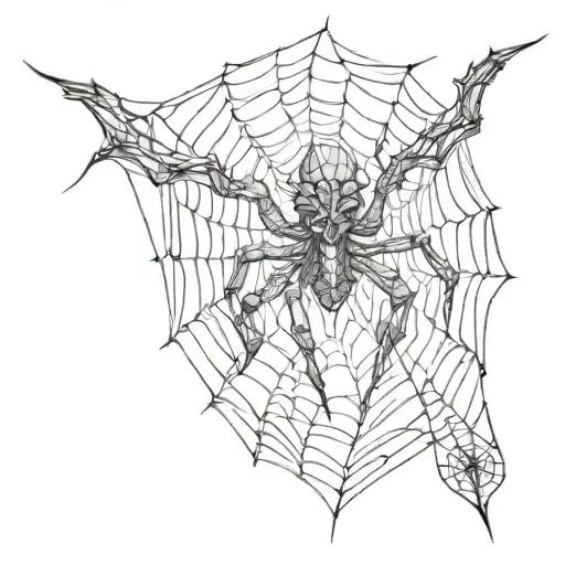Devil In Spider Web Tattoo Design Combining