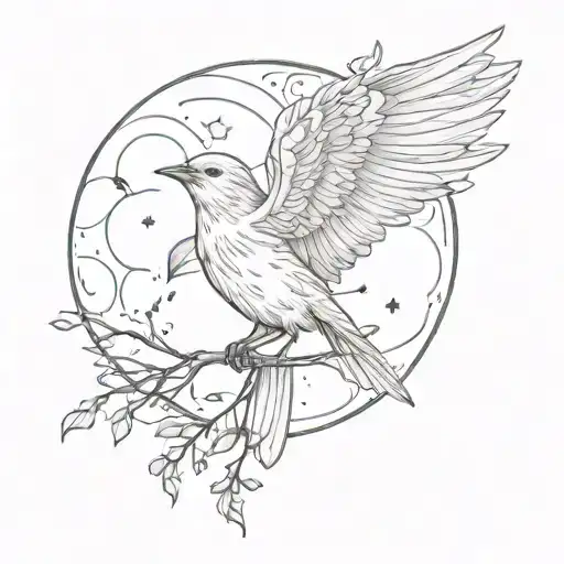 Bird Carrying A Moon