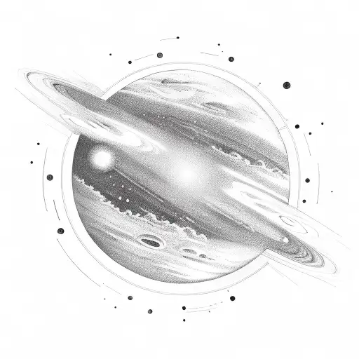 Line Art Planet And Stars