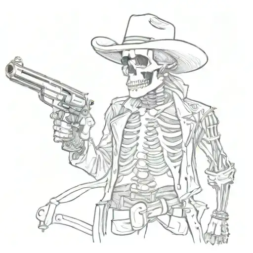 Create A Tattoo Cowboy Skeleton With Ciggaret And Gun