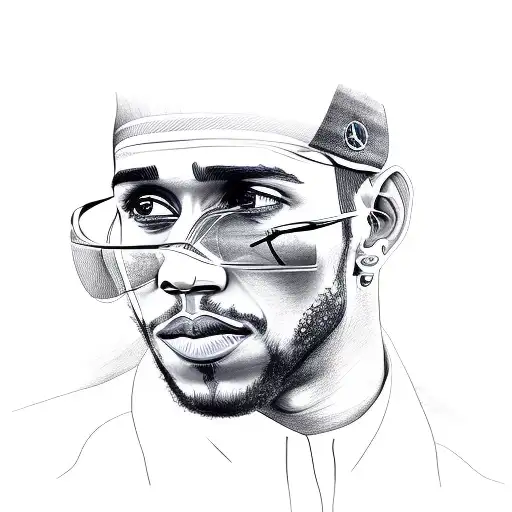 A Dynamic Portrait Of Lewis Hamilton Driving A Mercedes Car