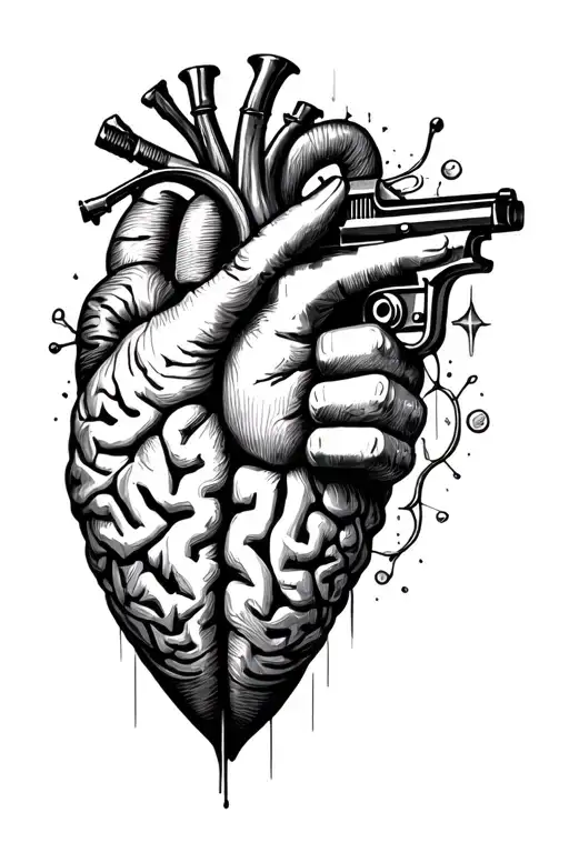 Create A Brain Pointing With A Gun To The Heart