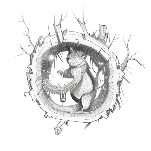 A Chainsaw Cutting Through A Fallen Tree With Sparks Flying