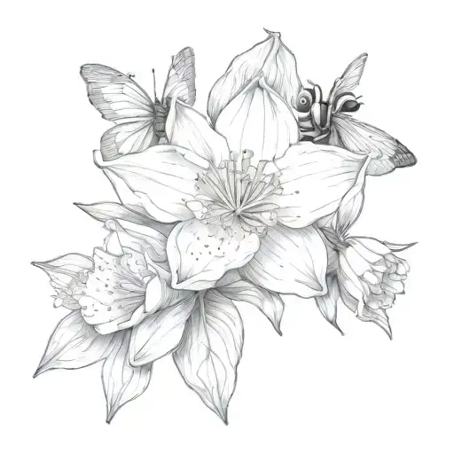 Daffodil Sweet Pea Water Lily Peony Bee Butterfly