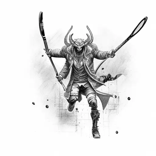 A Demon Hunter Holding A Tennis Racket As A Weapon