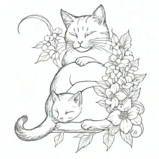 Flower With Cat Sleeping Inside