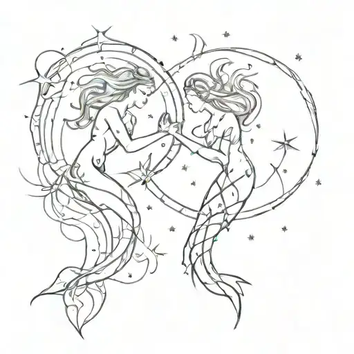 Pisces And Aquarius Constellation Merging Together