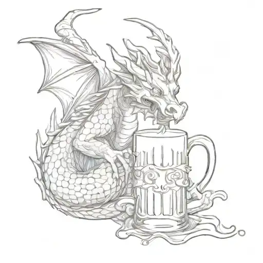 Dragon Drinking Beer